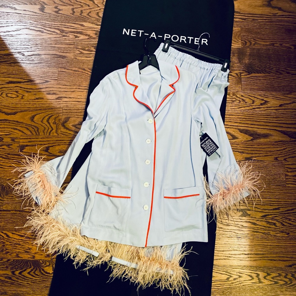 Sleeper Feather-trimmed pajama set